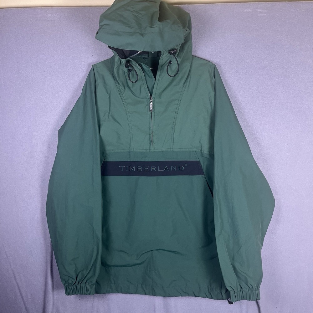 Vintage Timberland 1/4 Zip Pullover Windbreaker Mens XL‎ Oversized Green